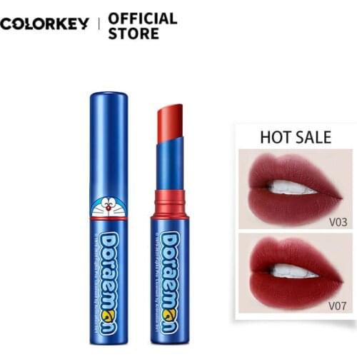 COLORKEY Doraemon Lipstick Long Lasting Matte Lip Stick Non Stick Lip Tint Red Lipsticks Hot Batom Makeup Women Anime Cosmetics
