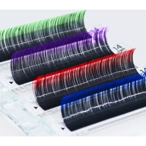 GLAMLASH 12Rows Ombre Gradient Red Green Blue Purple Color Eyelash Extension Individual Faux Mink False Eye Lashes Makeup