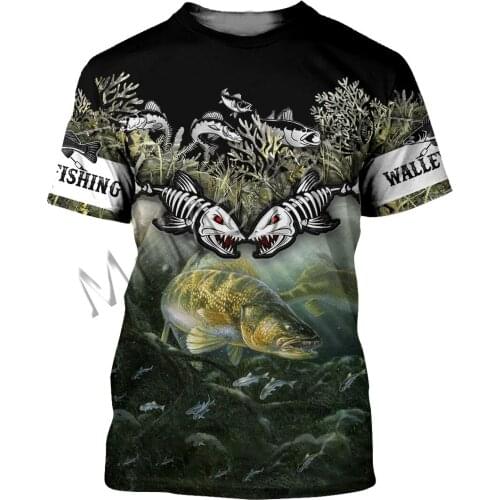 Fashion Animal Walleye Fishing Colorful Men/Women O-Neck T-shirt 3D Print Leisure Hip Hop Streetwear Short Sleeves / Tank S-136