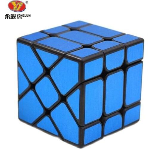 YJ Yongjun 3x3 Fisher Cube with wire drawing stickers Professional 3x3x3 Speed developing Cube Puzzle Educational Kid Toys Game