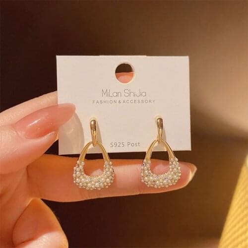 XIYANIKE Gold Color Geometric Pearl Drop Earrings Vintage Alloy Accessories Gift 2021 For Women Fashion Party Jewelry Oorbellen