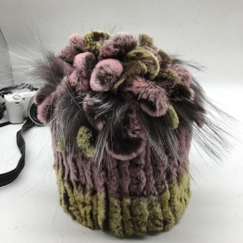 Fashion girl fur cap lady winter natural real rex rabbit fur hat high quality women warm Beanies 100% genuine fur free shipping