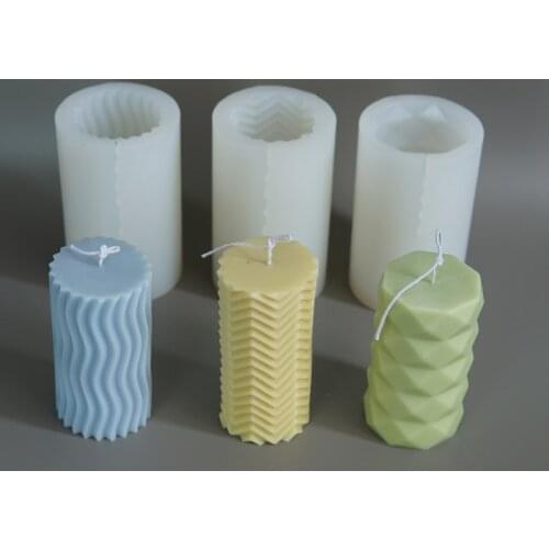 Silicone Candle Mold DIY Mold Geometric Lines Pear Shaped Candle Making Jars Art Sculpture Model Wax Mold Crafts Gifts