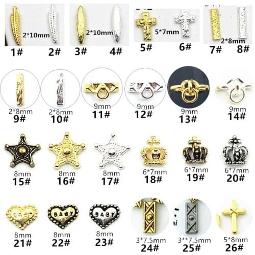 10pcs/lot Japan Korea 3D Alloy Nail Decorations Metal Star Crown Heart Nail Accessories DIY Charm Styling Tools Nail Art Parts