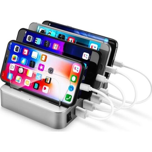 4 Multi Port Universal USB Charging Station Stand Holder Desktop Charger for iPhone iPad Samsung Mobile Phone Tablet AU UK Plug