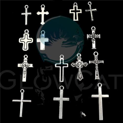 22395 20Pcs/Lot Vintage Religion Cross Jesus Charms Christian Pendant For Necklaces DIY Crafts Handmade Cross Bracelet Jewelry