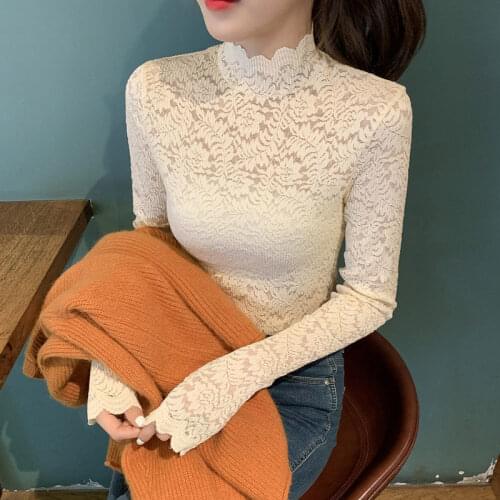 Women Blouse Autumn Winter Retro St Collar Lace Shirt Sexy Top Blouse Shirts Ropa De Mujer
