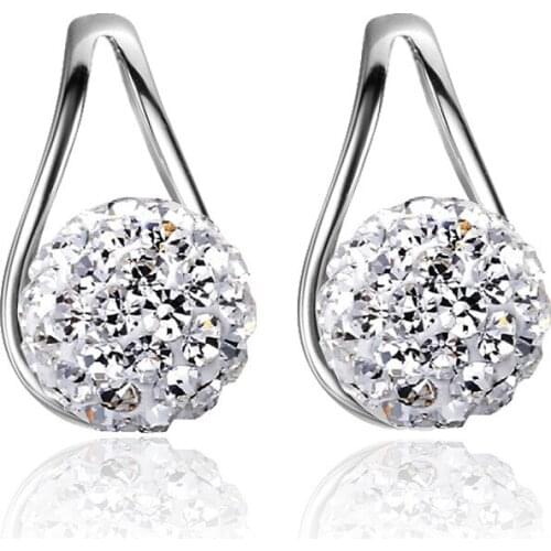 100% 925 sterling silver hot sell new fashion Shambhala crystal ladiesstud earrings women wholesale jewelry birthday gift