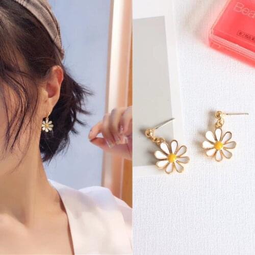 Cute Daisy Tassel Korean Earrings For Women Teens Girls Long Short Daisy Dangle Earrings Summer Party Daily Fashion Jewelry Gift