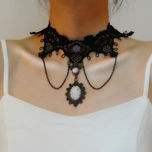 Gothic Party Jewelry Vintage Lace Necklace for Women Accessories Choker Necklace Statement Collar Necklace