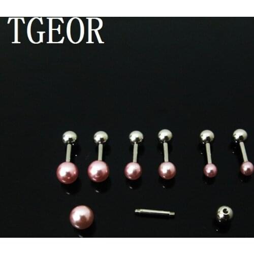 New fashion 1 pair fake pink Pearl ear tragus piercing earring