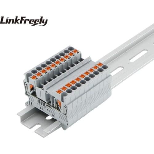 PT-2.5 10pcs Plug-in Type Spring Electrical Wire Terminal Block Connector Din Rail Contact Terminantor for Wring Connection
