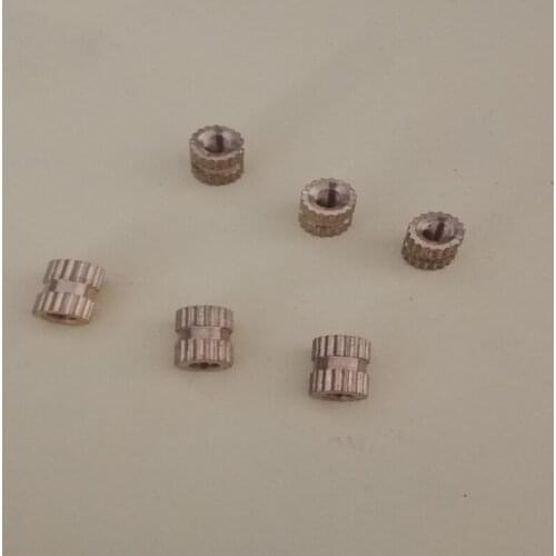 100PCS Free delivery Copper Inserts Brass Double Pass Knurl Nut Embedded Fastener D5.2*M4*L(4 5 6 8 10 12 )