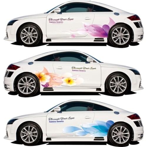2pcs Creative flower car stickers magic color personality car body graffiti modified pull flower decoration car sticker