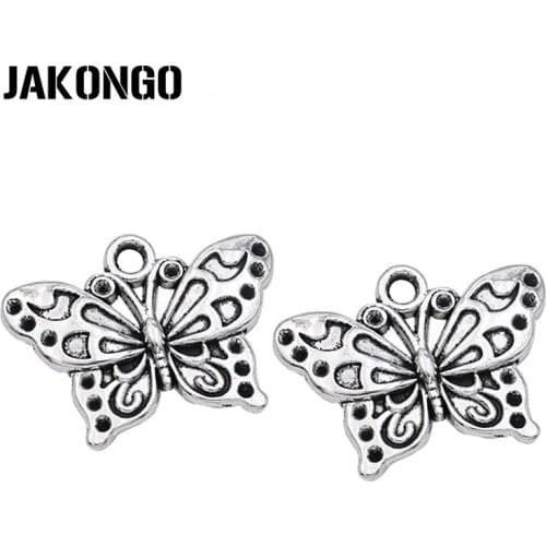 20pcs Butterfly Charm Antique Silver Plated Pendants for Necklace Bracelet Jewelry Accessories Making DIY Handmade 24x19mm