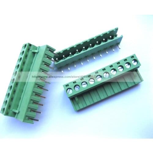 40 Pcs 5.08mm Angle 10 Pin Screw Terminal Block Connector Pluggable Type Green