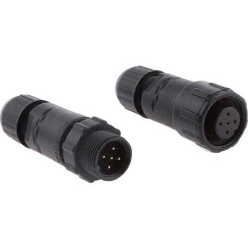 5 Pins Assembled Electrical Cable Connector Black 5A IP68 Waterproof