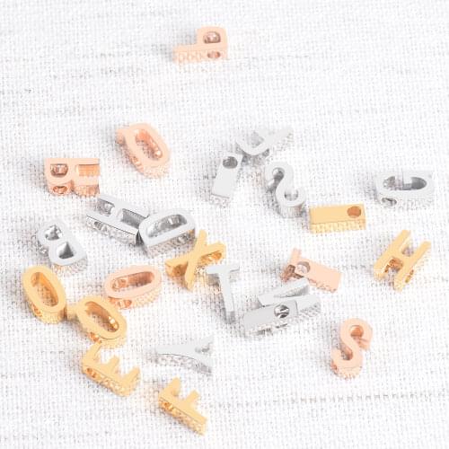 5Pcs/lot Stainless Steel High Polished Gold/Rose Gold Letter DIY for Necklace Charms A to Z 26 Letters Jewelry Making