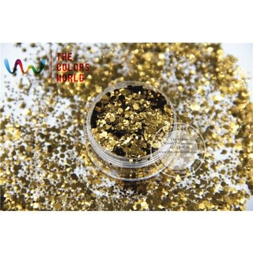 HM2104-233 Coffee gold Color metallic luster Hexagon Shape Glitter Sequins for nail art DIY decoration Halloweens decorations