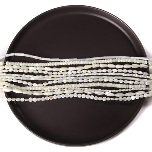 Natural White Mother Of Pearl Shell Beads Loose Round Tube Star Drop Charms For Making Jewelry Bracelet Necklace 15" Per Strand