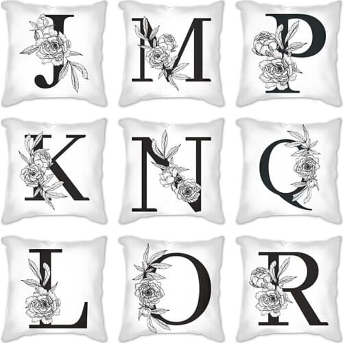 Black Letter Pillow Case Pillow Cushion Cover 45*45cm Throw Pillows Sofa Decorative/Living Room Cushions English Alphabet