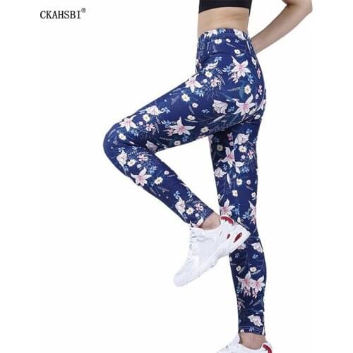 CKAHSBI Running Leggins Yoga Pants Sport Leggings WomenWDigital Floral Printed High-waist Sports Fitness Elastic New DropShip
