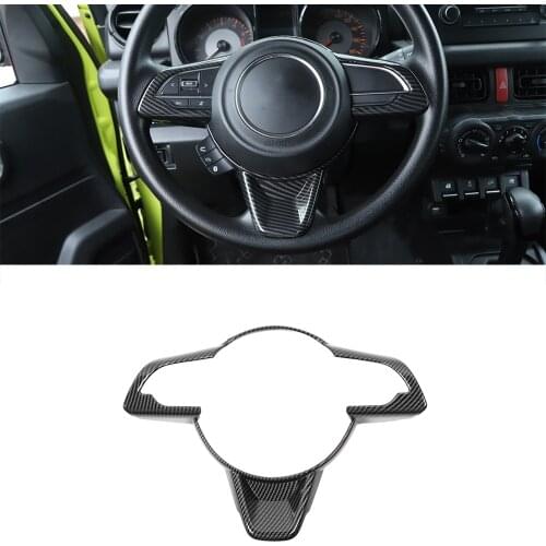 Car Steering Wheel Decorative Stickers Panel for Suzuki Jimny 2019 2020 2021 JB74 Interior Accessories ABS Carbon Fiber Red