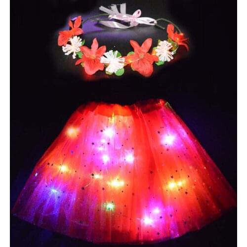 Christmas Halloween Cosplay Fairy Angel Flower Wreath Headband Tutu Skirt Costume for Kids Girl Princess Costume Fancy Dress