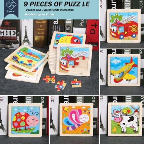17 Styles Animals Wooden Puzzle Blocks Toddler Baby Kids Child Educational Toy