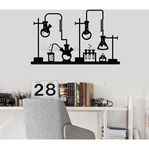 Experiment Wall Decal Chemical Lab Laboratory Science Classroom Study Room Interior Decor Vinyl Window Stickers Art Mural 1492