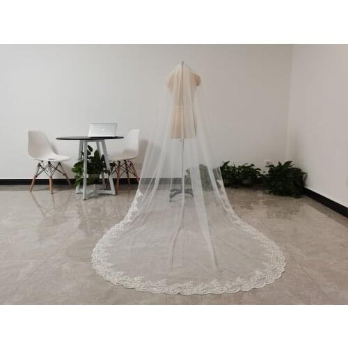Elegant Wedding Veil half circle edge lace one layer wedding veil with comb white/Ivory