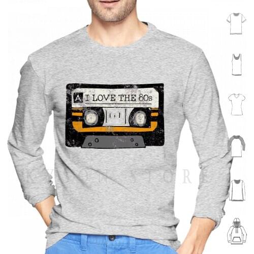 80s Music Cassette Tape Hoodies Long Sleeve 1980 Eighties Classical Musician Mixtape Party Retro