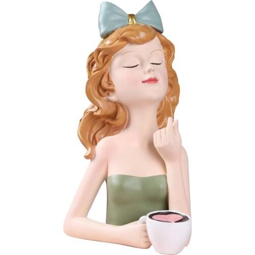 Retro Literary European Style Bust Girl Art Sculpture Home Decoration Statue Creative Commemorative Gift