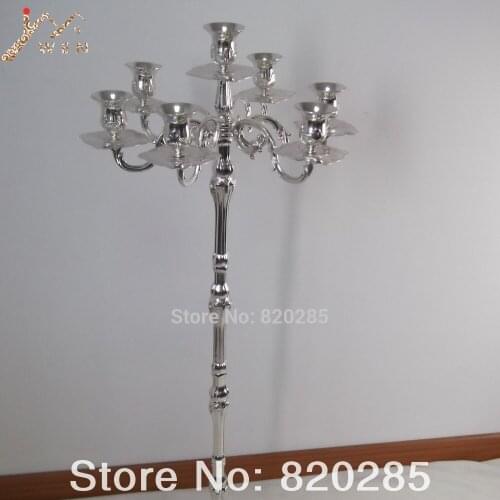 IMUWEN Tallest candelabra for weddings, 105cm height 7-arms candle holder, silver plate finish candle stick