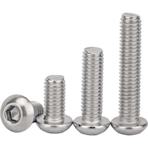 ISO7380 M2 M2.5 M3 M4 M5 M6 304 A2 Round 304 Stainless Steel Screws Hex Socket Button Head Allen Bolt Mechanical Screw