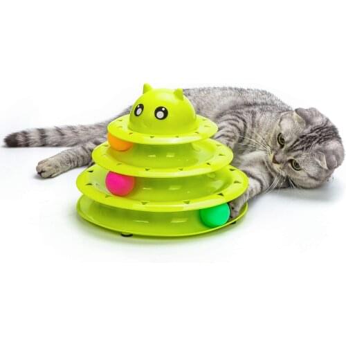 Cat Turntable Toy Pet Interactive Cats Tower Track Circle Tracking Ball Puzzle Inelligence Train Supplies Toys for Cat Kitten