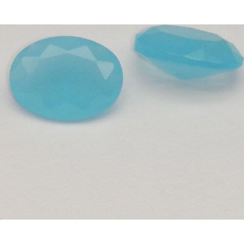 Hot!! 50pcs/Lot 2x3mm-13x18mm Loose Milky Blue Oval Shaped Synthetic Glass Stones Wholesale