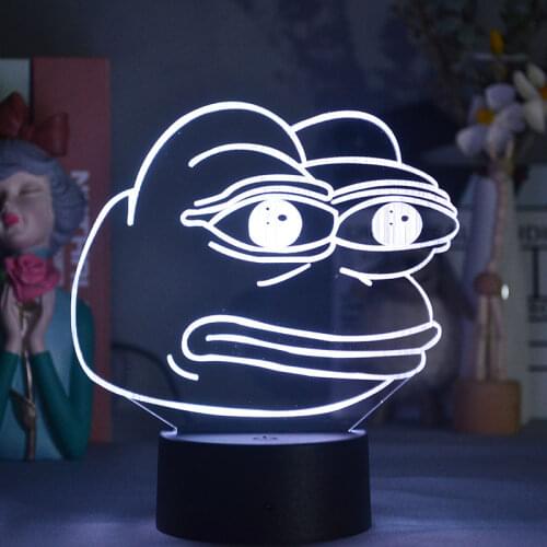 Fashion Meme Sad Frog 3D Illusion Bedside Lamp LED Lighting Holiday Bedroom Decor Nightlight Cute Birthday Gift Lamp