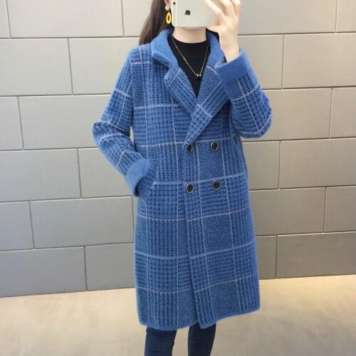 Fashion Korean Style Long Wool Coat Women Streetwear Plaid Plus Size Outwear 2020 New Autumn Ladies Turndown Collar Woolen Coats