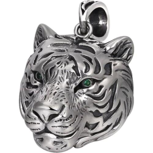 925 solid silver personality domineering mens pendant fashion jewelry Thai silver hollow tiger head pendant