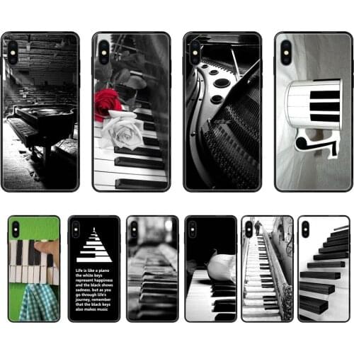 For iPhone 11 12 Pro XS Max X 8 7 6s Plus 5 SE 11 12 XR SE 2020 Discount Youth Piano Black White Keys Black Soft TPU Case
