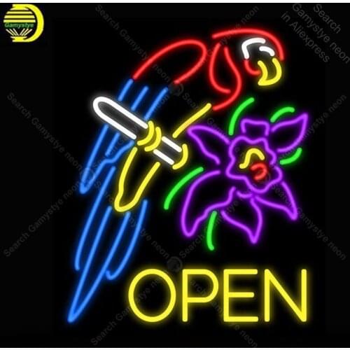 Neon Sign for Parrot Open Flower neon Light Sign illuminated Display Beer Club Sign glass Tubes Handcrafted Neon signs Fill Gas