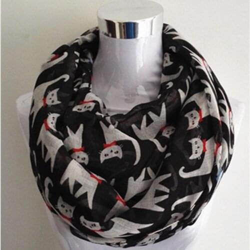 2020 New Fashion animal print Scarf Snood Running Cat infinity scarf hot sale lady scarves ring scarf for women