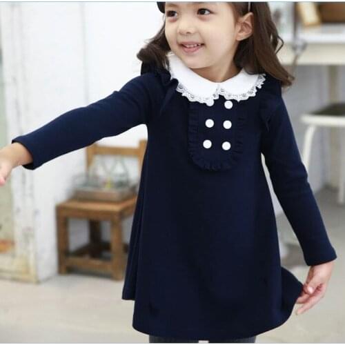 2021 spring autumn new arrival casual girls A-line mini dress kids clothing cotton girl korean clothes doll collar long sleeved