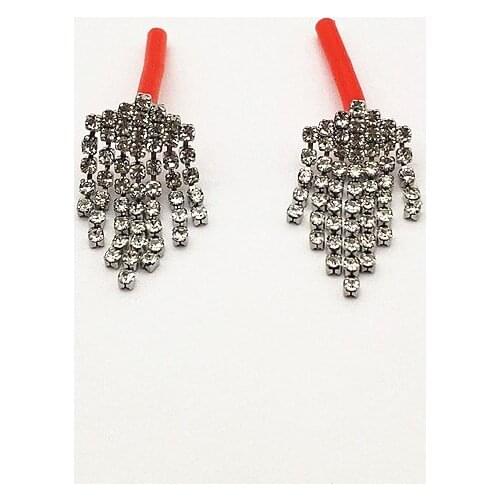 New Arrival! 25x12mm 50pcs Rhinestone Claw Chain Ear Stud for Handmade Earring DIY Parts,Jewelry Accessories Findings&Component