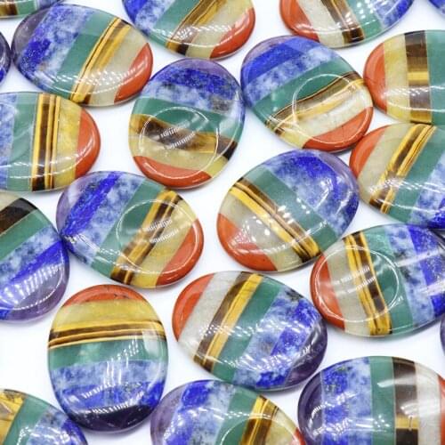 Wholesale 3pcs/lot Seven Chakra Natural Oval Shape Stone Shiatsu Sheet Aspects Bead Semi-gem Jewelry Handmade DIY Accessories