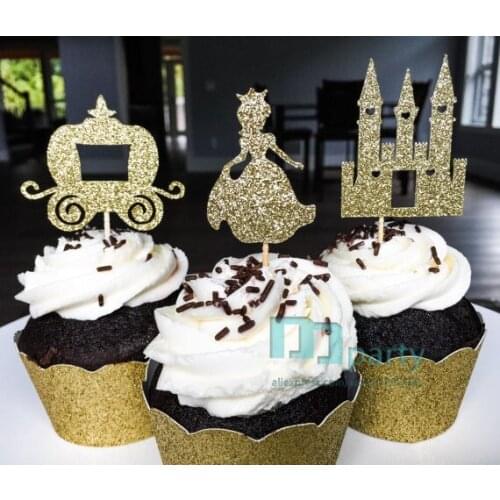 Princess Cupcake Toppers Fairytale Cupcake Topper Princess Castle Carriage Princess Birthday Baby Shower First Birthday