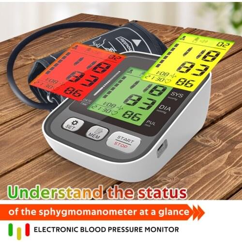 Blood Pressure Monitor Home Health Detector machine BP Digital Sphygmomanometers with Large LCD Display Heart Rate Tonometer
