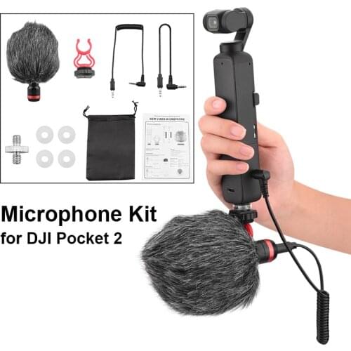 Wired Condenser Microphone for DJI Pocket 2 Do-It-All Handle Gimbal Camera Accessory Live Vlog Video Recording Windproof Mic