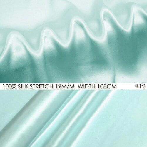 SILK STRETCH SATIN 108cm width 19momme/Pure Mulberry Silk Tissus For Wedding Dresses Sewing Factory Wholesale Turquoise NO12